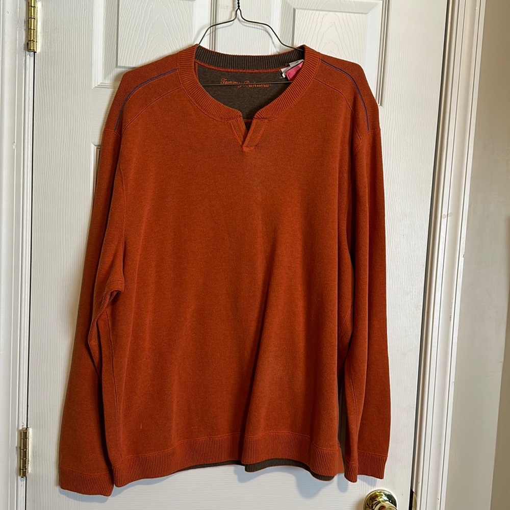 Tommy Bahama Reversible Sweater - Vneck - Orange, Gray -
